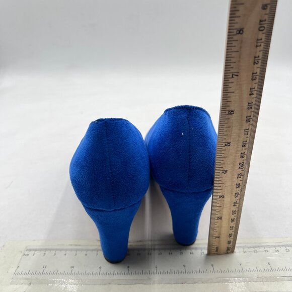 miss left Royal Blue Low Platform Chunky High Heel Slip On Closed Round Toe Pump - Picture 5 of 8